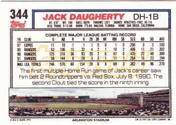 1992 Topps - Gold #344 Jack Daugherty Back