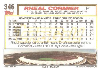 1992 Topps - Gold #346 Rheal Cormier Back