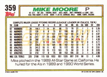 1992 Topps - Gold #359 Mike Moore Back
