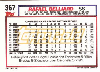 1992 Topps - Gold #367 Rafael Belliard Back