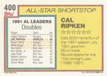 1992 Topps - Gold #400 Cal Ripken Back