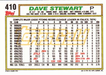 1992 Topps - Gold #410 Dave Stewart Back