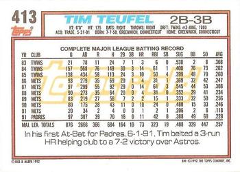 1992 Topps - Gold #413 Tim Teufel Back