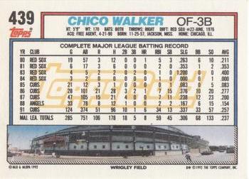 1992 Topps - Gold #439 Chico Walker Back