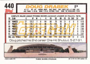 1992 Topps - Gold #440 Doug Drabek Back