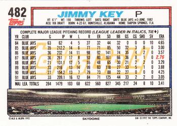 1992 Topps - Gold #482 Jimmy Key Back