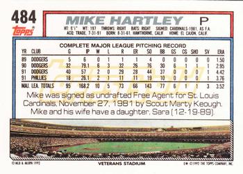 1992 Topps - Gold #484 Mike Hartley Back