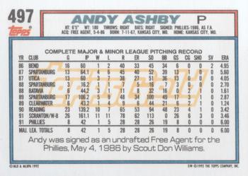 1992 Topps - Gold #497 Andy Ashby Back