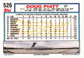 1992 Topps - Gold #526 Doug Piatt Back