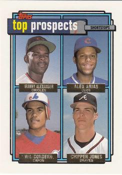 1992 Topps - Gold #551 Manny Alexander / Alex Arias / Wil Cordero / Chipper Jones Front