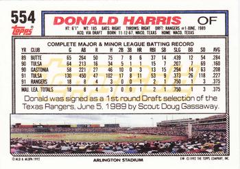 1992 Topps - Gold #554 Donald Harris Back