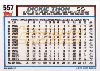 1992 Topps - Gold #557 Dickie Thon Back