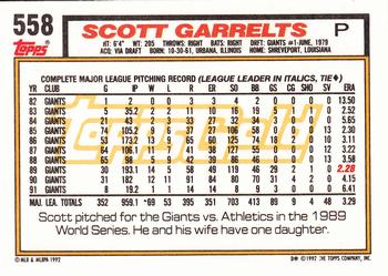1992 Topps - Gold #558 Scott Garrelts Back