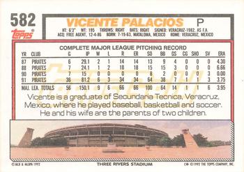 1992 Topps - Gold #582 Vicente Palacios Back