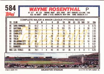 1992 Topps - Gold #584 Wayne Rosenthal Back