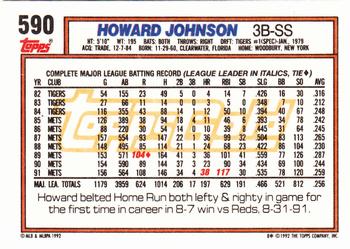 1992 Topps - Gold #590 Howard Johnson Back