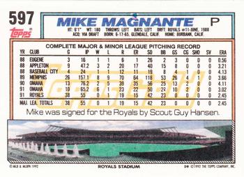 1992 Topps - Gold #597 Mike Magnante Back