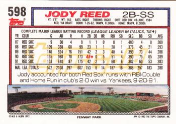 1992 Topps - Gold #598 Jody Reed Back