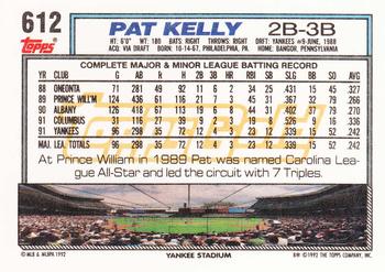 1992 Topps - Gold #612 Pat Kelly Back