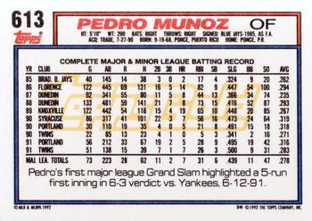 1992 Topps - Gold #613 Pedro Munoz Back