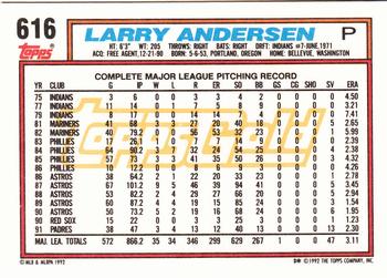 1992 Topps - Gold #616 Larry Andersen Back
