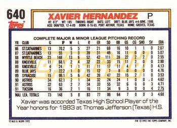 1992 Topps - Gold #640 Xavier Hernandez Back