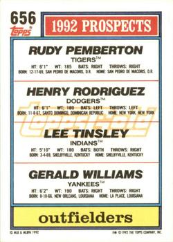 1992 Topps - Gold #656 Rudy Pemberton / Henry Rodriguez / Lee Tinsley / Gerald Williams Back