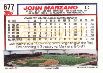 1992 Topps - Gold #677 John Marzano Back