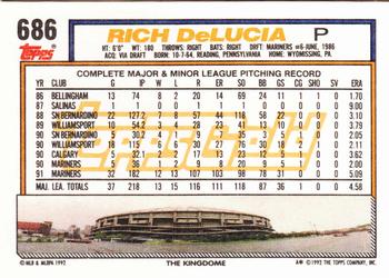1992 Topps - Gold #686 Rich DeLucia Back