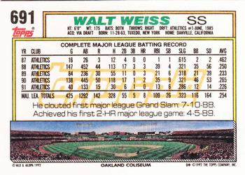 1992 Topps - Gold #691 Walt Weiss Back