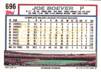 1992 Topps - Gold #696 Joe Boever Back