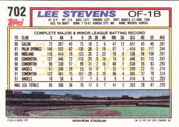 1992 Topps - Gold #702 Lee Stevens Back