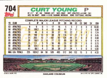 1992 Topps - Gold #704 Curt Young Back