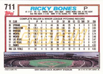 1992 Topps - Gold #711 Ricky Bones Back