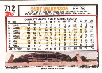 1992 Topps - Gold #712 Curt Wilkerson Back