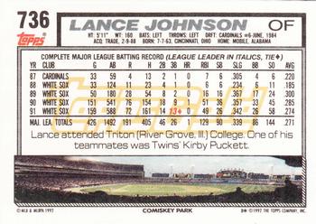 1992 Topps - Gold #736 Lance Johnson Back
