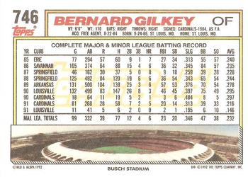 1992 Topps - Gold #746 Bernard Gilkey Back