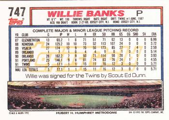 1992 Topps - Gold #747 Willie Banks Back