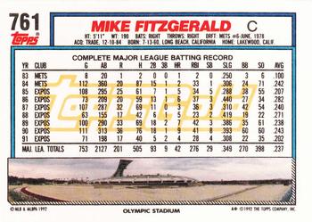 1992 Topps - Gold #761 Mike Fitzgerald Back