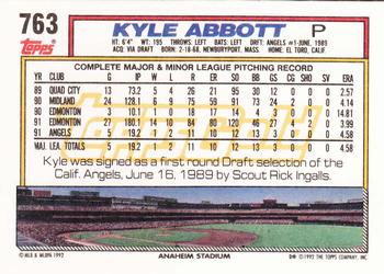 1992 Topps - Gold #763 Kyle Abbott Back