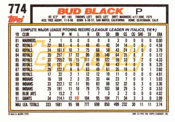 1992 Topps - Gold #774 Bud Black Back