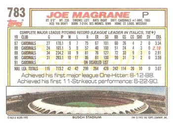 1992 Topps - Gold #783 Joe Magrane Back