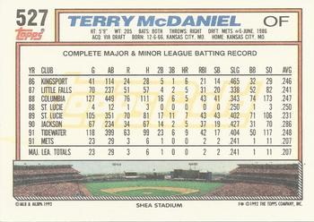 1992 Topps - Gold #527 Terry McDaniel Back