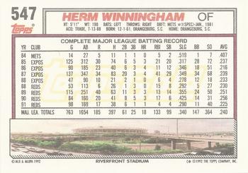 1992 Topps - Gold #547 Herm Winningham Back