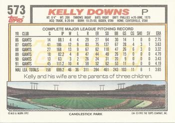 1992 Topps - Gold #573 Kelly Downs Back
