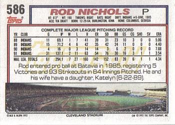 1992 Topps - Gold #586 Rod Nichols Back
