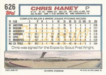 1992 Topps - Gold #626 Chris Haney Back