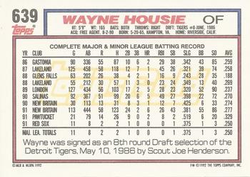 1992 Topps - Gold #639 Wayne Housie Back