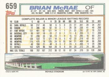 1992 Topps - Gold #659 Brian McRae Back