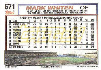 1992 Topps - Gold #671 Mark Whiten Back